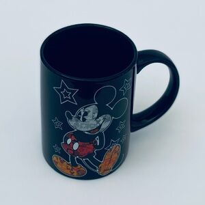 Vintage Jerry Leigh Collection Mickey Mouse Mug Newsprint Pattern Graphic Black